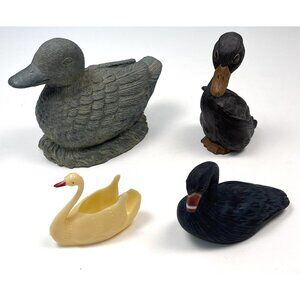 Vintage Duck & Swan Figurines Set Of 4 - Mixed Materials & Sizes - Decorative Co